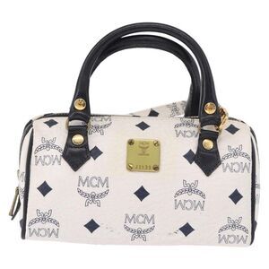 MCM Visetos Leather White Leather Handbag